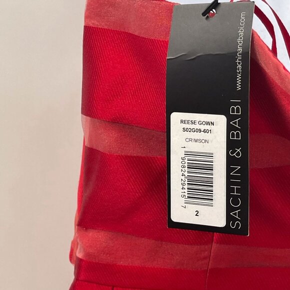 Sachin & Babi Reese Striped Bow Strapless Ball Gown Slit Maxi Dress Red Size 2 - Picture 11 of 11